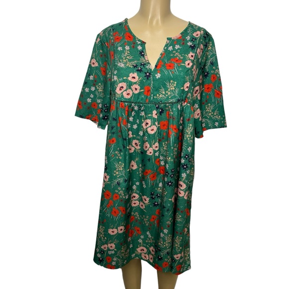 Floral Swing Dress Green Nwt Xl